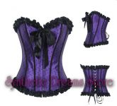 0029 - Corset Overbust Polka Dot Purple Lace