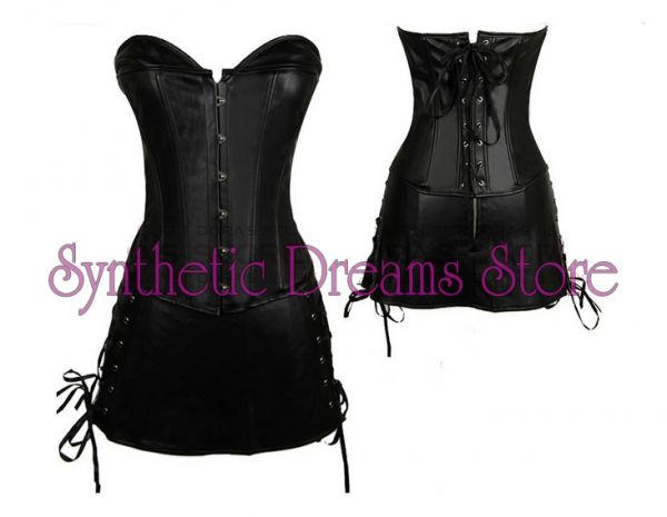 0004 - Corset e Saia de Couro com Lace up