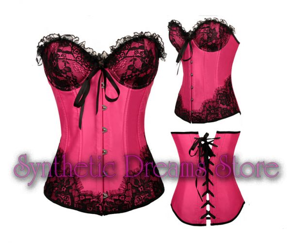0008 - Corset Overbust com Renda e Fita