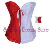 0015 - Corset Overbust Bicolor Vermelho Branco