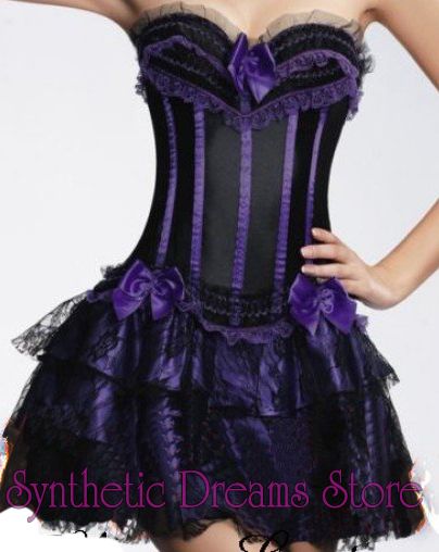 0005 - Corset e Saia Burlesco Roxo