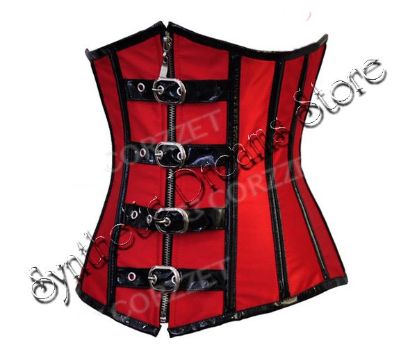 0011 - Corset Underbust com Fivelas Vermelho