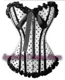 0023 - Corset Overbust Polka Dot Branco