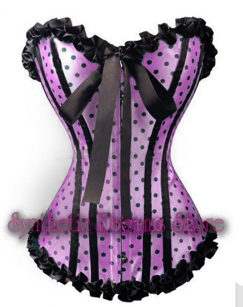 0023 - Corset Overbust Polka Dot Rosa