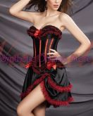 0002 - Corset e Saia Burlesco Vermelho