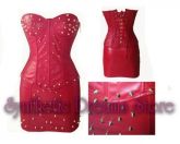 0009 - Conjunto Vermelho de Couro com Spikes