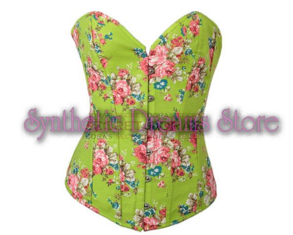 0003 - Overbust com Rosas Verde