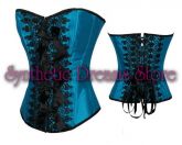 0012 - Corset Azul com Renda e Laços