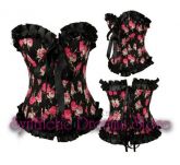 0013 - Corset Overbust com Rosas e Fita