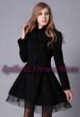 0001 - Trench Coat Preto com Renda Preta
