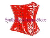 0004 - Corset Verniz Vermelho com fivelas e tachas