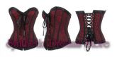 0033 - Corset Overbust Floral Brocade Vermelho
