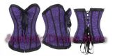 0033 - Corset Overbust Floral Brocade Roxo