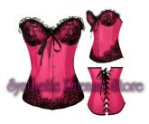 0008 - Corset Overbust com Renda e Fita