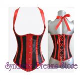 0002 - Corset Preto e Vermelho com alças