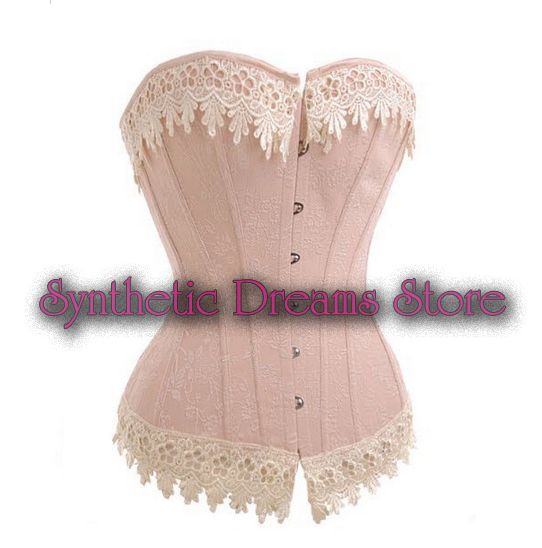 0020 - Corset Overbust Beige Lace Trim