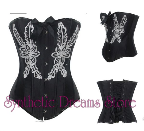 0028 - Corset Overbust Flower Sequin
