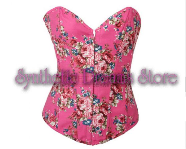 0003 - Overbust com Rosas Rosa