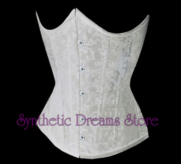 0001 - Corset Underbust Brocado Branco