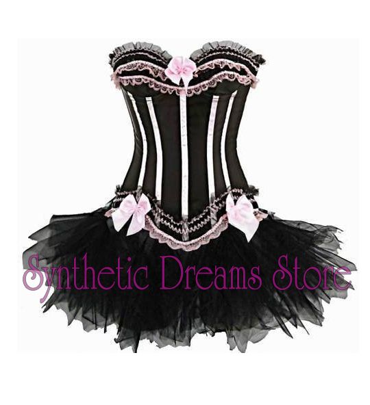 0006 - Corset e Saia Tutu Preto e Rosa