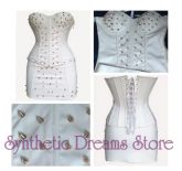 0009 - Conjunto Branco de Couro com Spikes