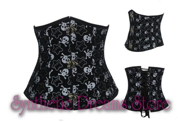 0010 - Corset Underbust Black Skull