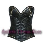 0014 - Corset Overbust de Couro com Tachinhas