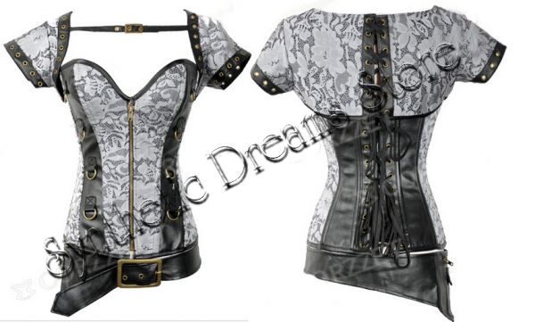 0037 - Corset Overbust Steam Dream Branco