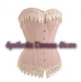 0020 - Corset Overbust Beige Lace Trim